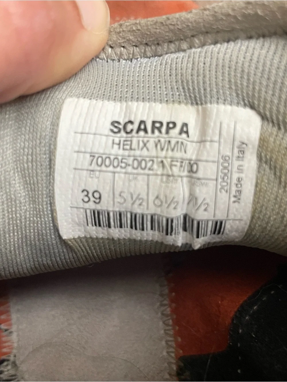Scarpa Helix WMN Orange Lace-Up Climbing Shoes with Teal Laces - 39
